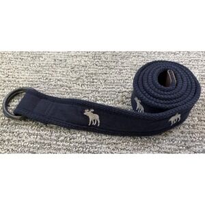 Y2K Abercrombie & Fitch Navy Blue Moose Logo D-Ring Canvas Belt - Men's 32